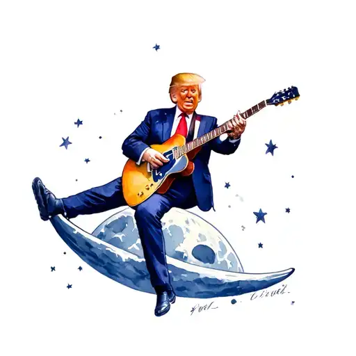 Donald Trump On The Moon Playing Guitar Doing The Splits