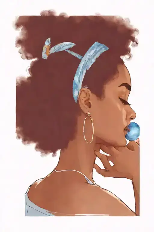 Woman With Afro Puff Looking At A Blue Moon