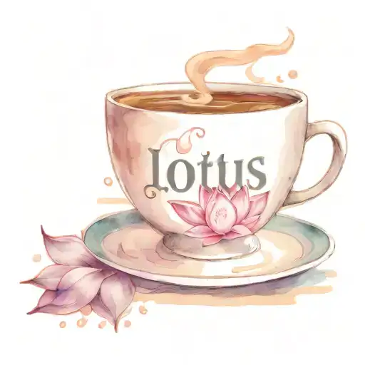 A Steaming Cup Of Coffee With A Lotus Flower Floating On Top And Twas Cafe Written On The Cup
