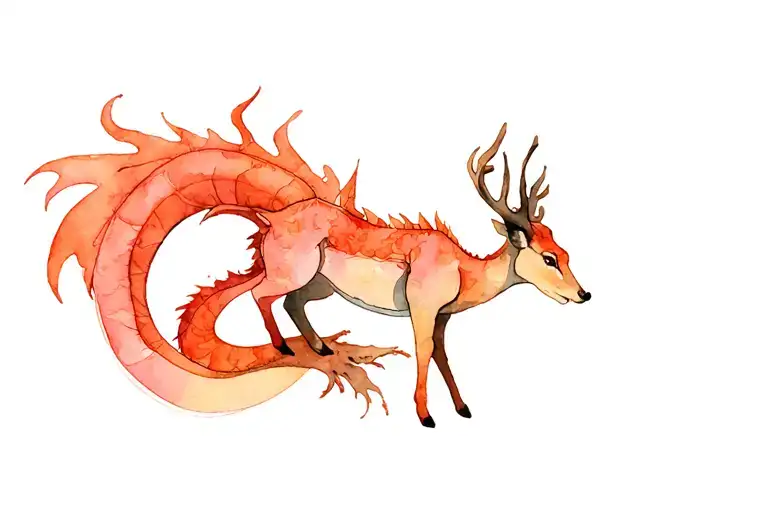 Water Dragon Haku Wrapping Around Leg To Look Down At The Forest Spirit Deer Standing On Its Tail