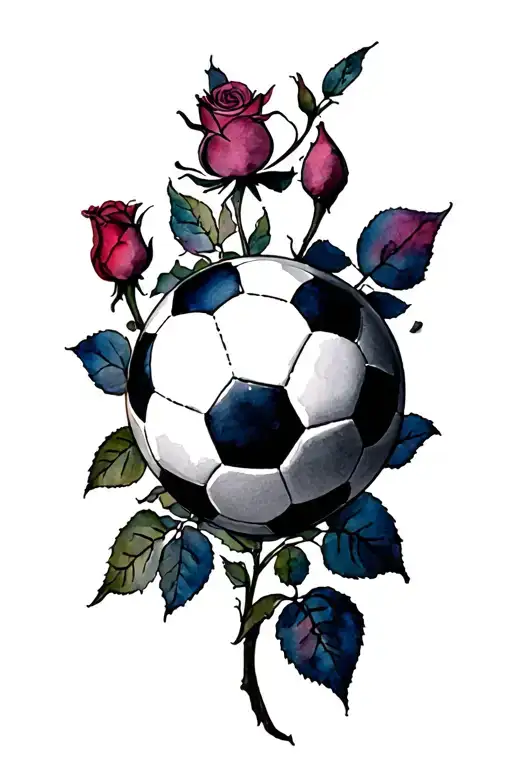 Soccer Ball Growing A Rose Intertwined