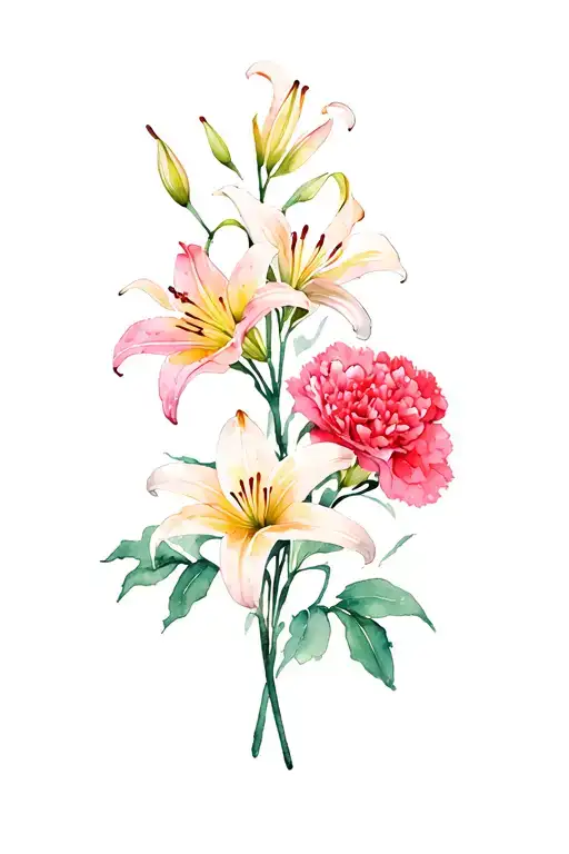 Floral Ross With Carnations And Lillies