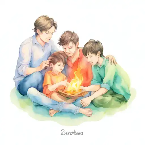 4 Brothers Around Fire Bonding Together Also Include