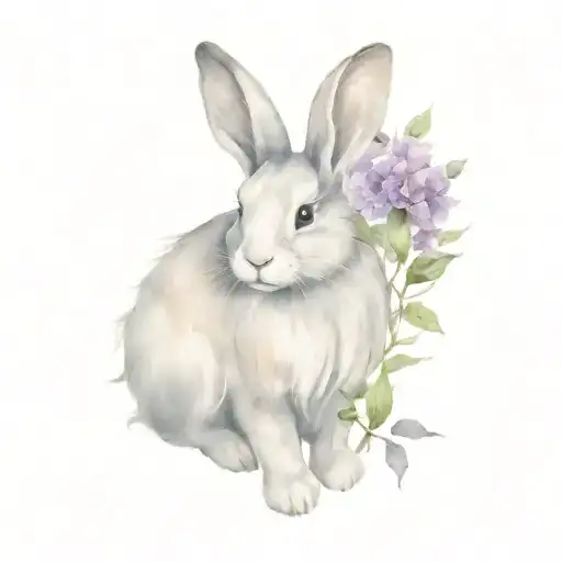Lionhead Bunny Floral Lilac Branch