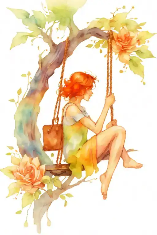 Tree With Girl On Swing Tied