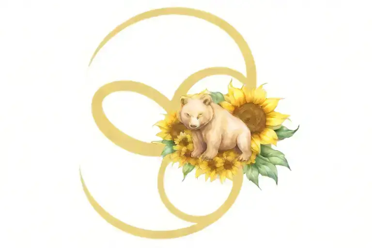 Infinity Symbol With Bear And Sunflower And Lobster