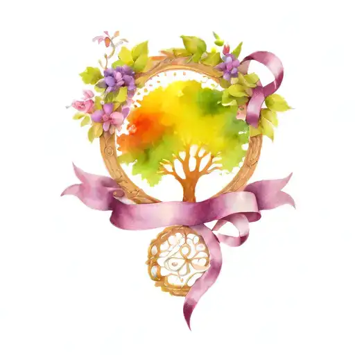 Tree Of Life And Purple Ribbon