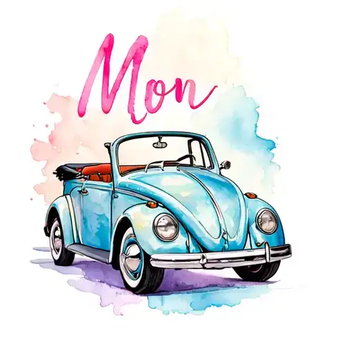 Mom Tattoo With A Convertible Vw Beetle