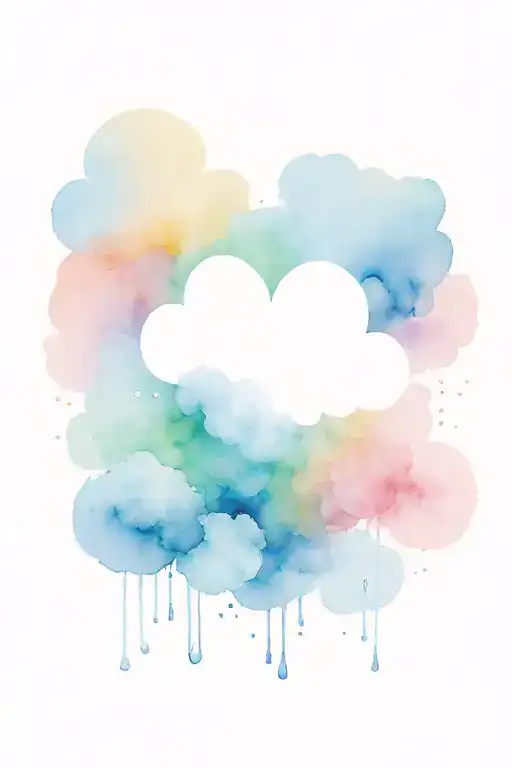 Multi Coloured Cloud Type Design Featuring A Heart In The Centre