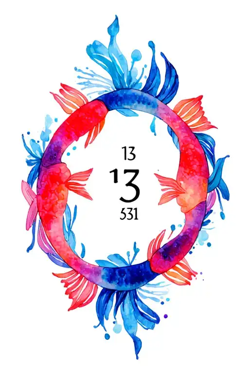 Pisces Zodiac Sign Circling With Number 13 And 31