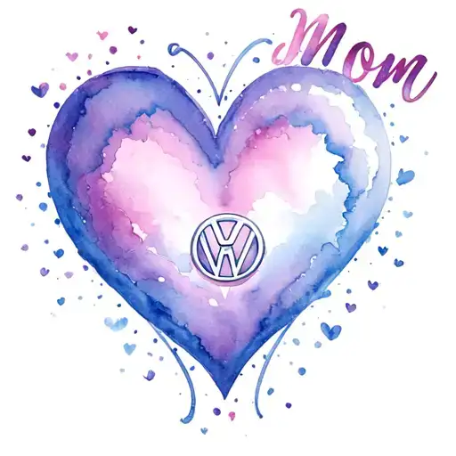 Classic Heart Mom Tattoo With A Vw Beetle For The 'O'