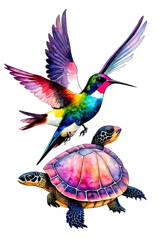 Bousson And Turtle With Dream And Colibri Graceful Porched Grace