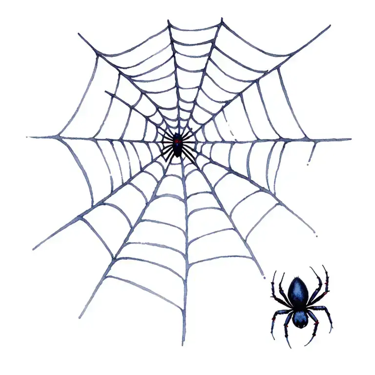 Spiderweb And Blackwidow Spider Weaving A Web