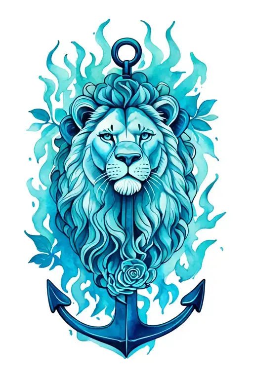 Lion Roses Vine Anchor Flames