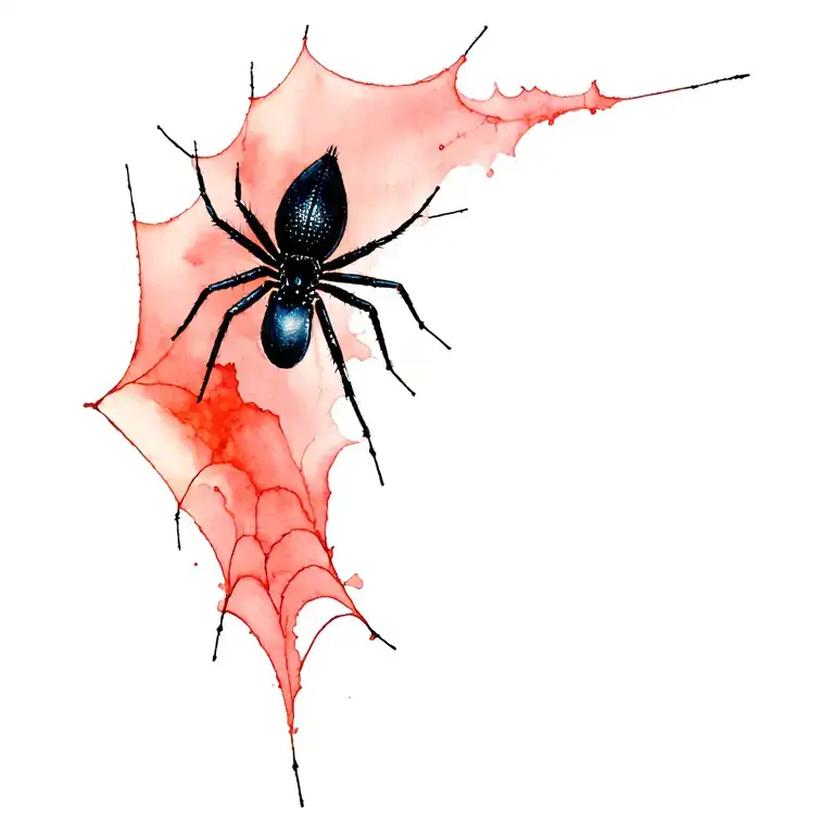 Spiderweb And Blackwidow Spider Weaving A Web