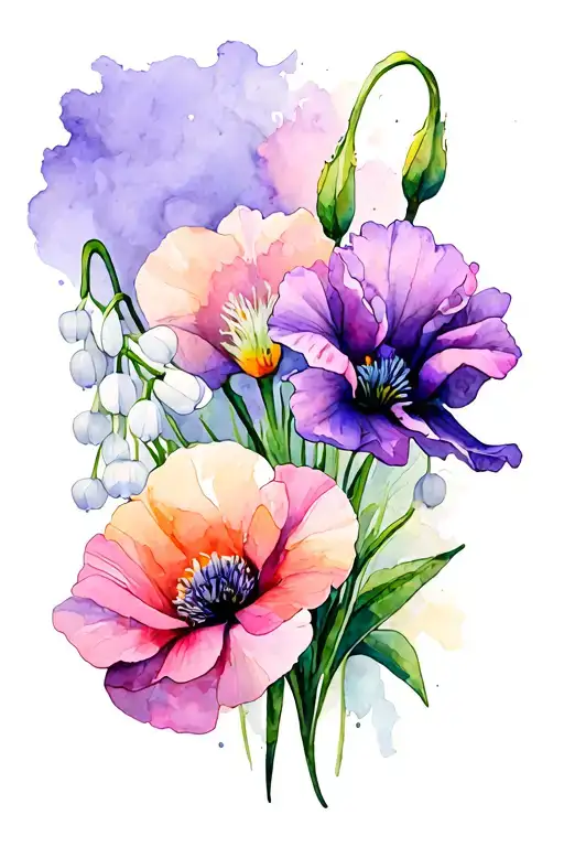 Peony Iris Daffodil Morning Glory Lily Of The Valley Poppy Forearm