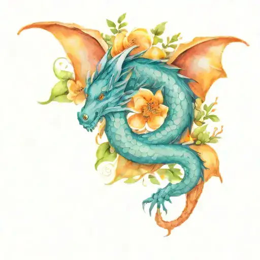 Dragon With Orange Blossoms