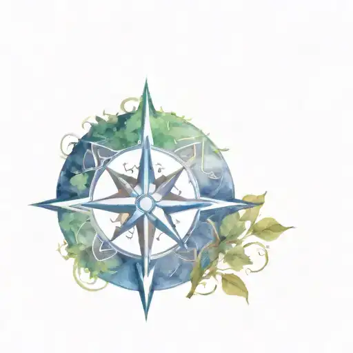 Compass With Celtic Knot And Tree With Family Crest