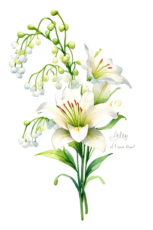 Larksphur And Cosmos With Lily Of The Valley Flower