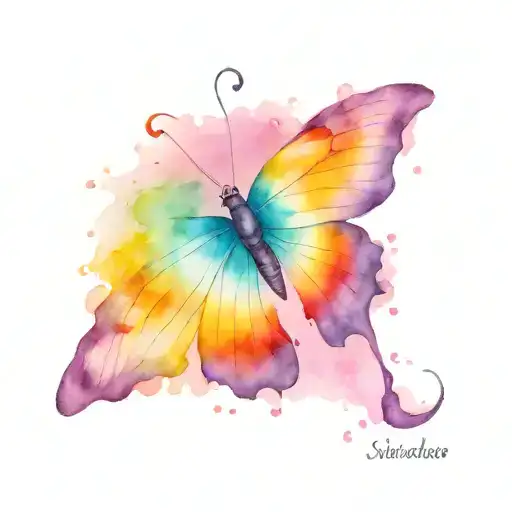 Rainbow Butterfly With A Semicolon