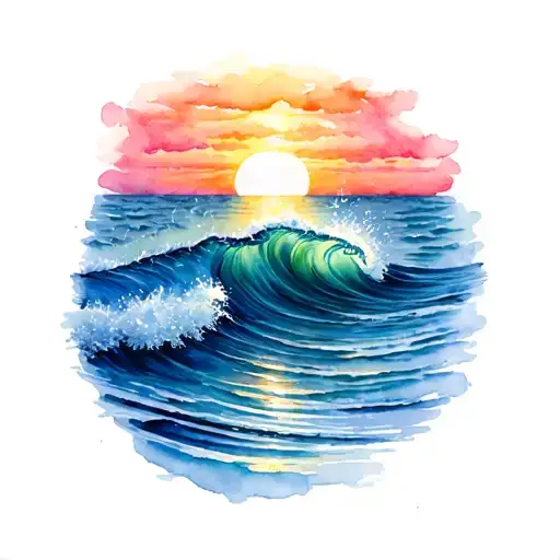 Sunset Ocean Waves