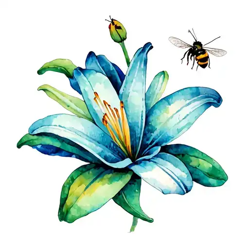 Mother Daughter Bees On A Lily Flower