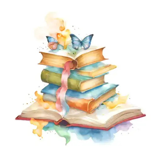 Open Book With Popular Symbols From Books Coming