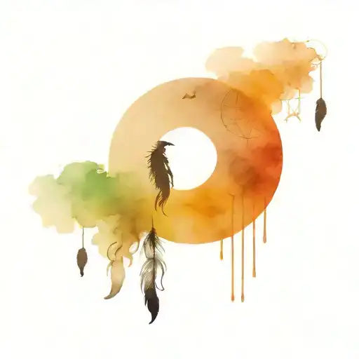 Crescent Moon With Dream Catcher And The Man On The Moon