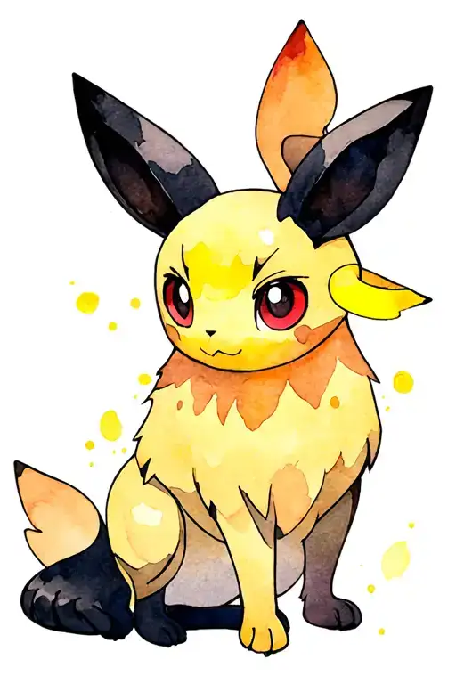 Black Watercolor With Umbreon Head Outline Removing Black With Yellow Rings And Red Eyes