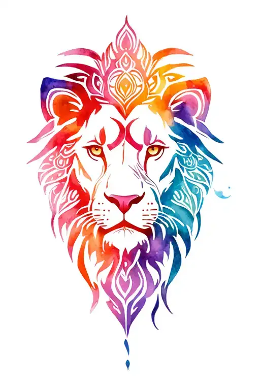 Lion Head With Mandala Design Incorporating Elements