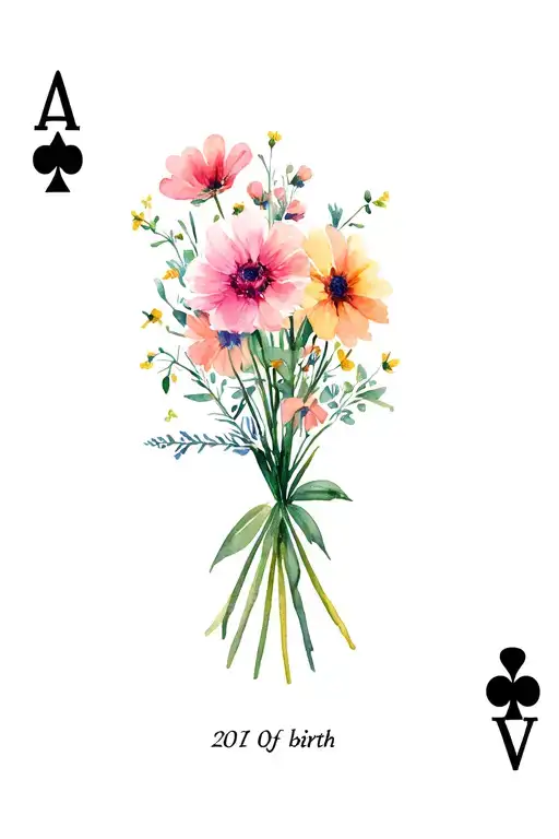 Playing Cards With Date Of Birth Flower Bouquet