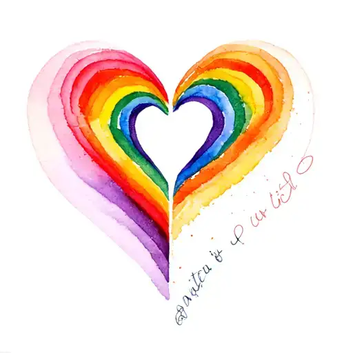 Half Rainbow Heart Outline And Other Half A Filled In Rainbow Heart