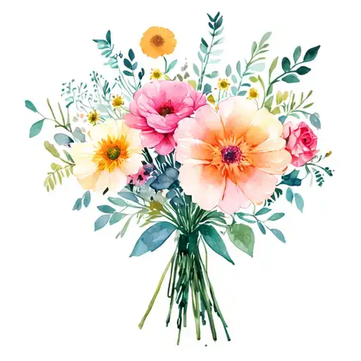 September January Birth Flower Bouquet Surrounded