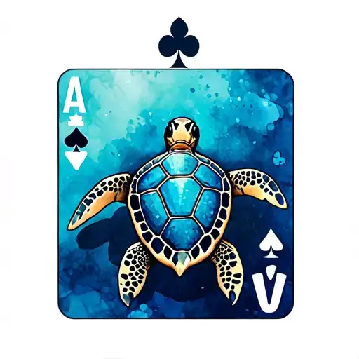 Sea Turtle With Poker Card Shell Pattern Incorporating