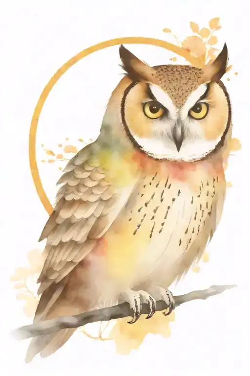 Eclipse Totality And An Owl Perched