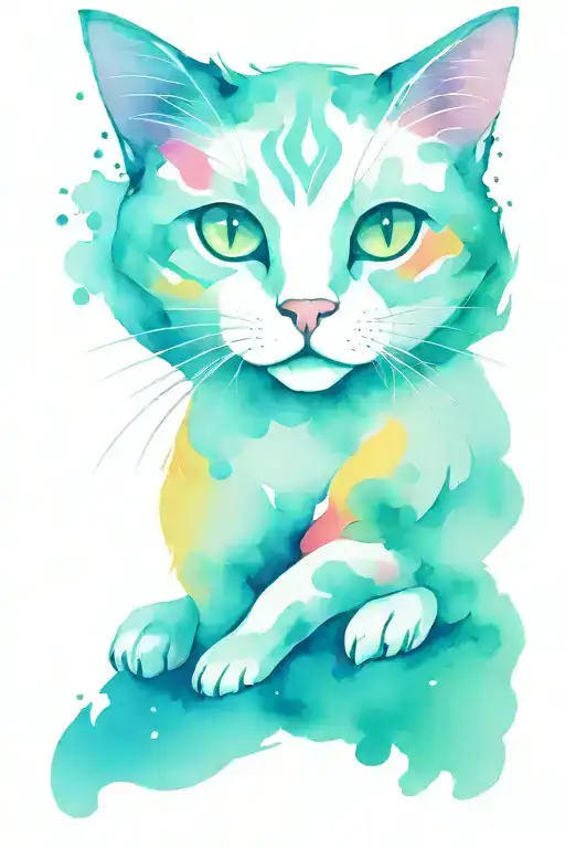 A Cat With Neon Accents And Futuristic Elements