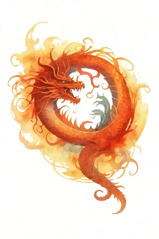 An Asian Dragon With Red Accents