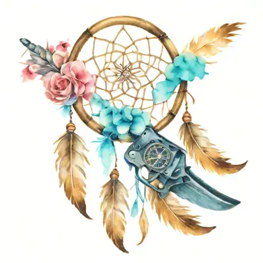 Dream Catcher With Gun Intertwined