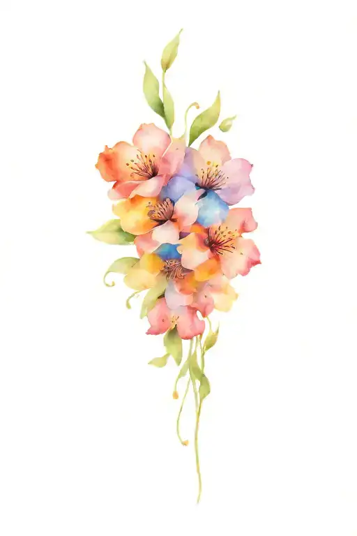 Watercolor Flowers Blooming