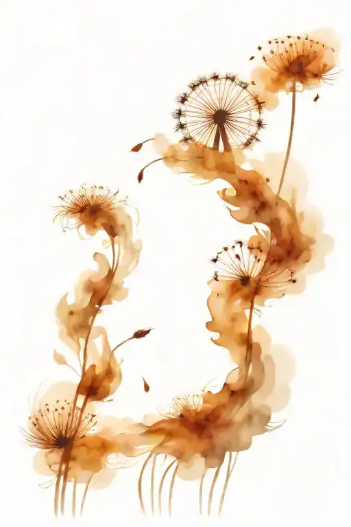 Hazel And Dandelion Blowing In The Wind