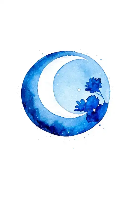 Marigold And Waning Crescent Moon