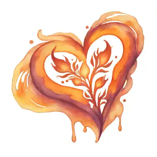 Orange Heart With Fire Flames On Top