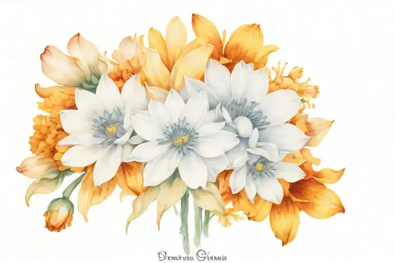Daisy Sweet Pea Daffodil Marigold Chrysanthemum Black And White