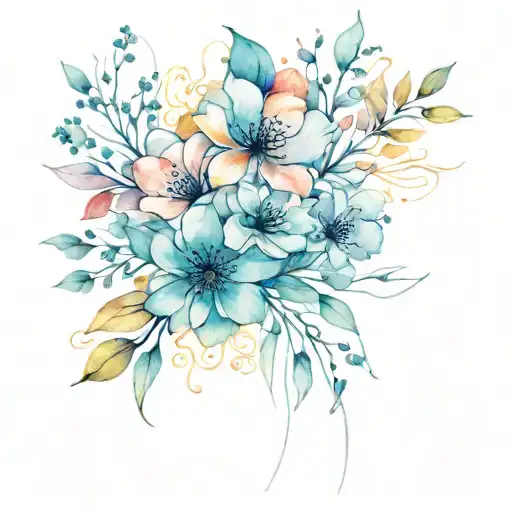 Flowers And Lines Abstract