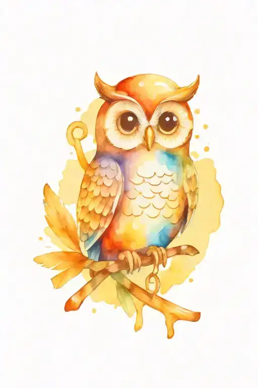 Happy Owl With Fishing Gear