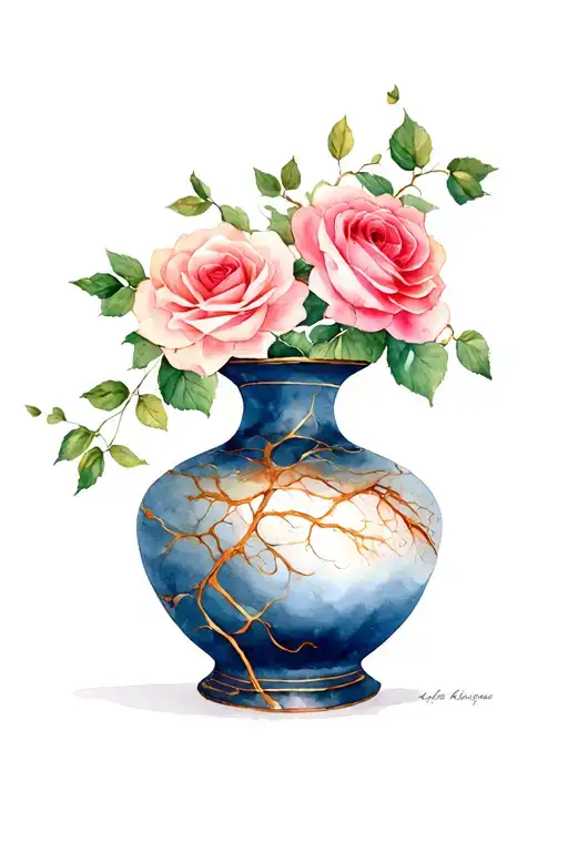 Kintsugi Vase With Rose Vine