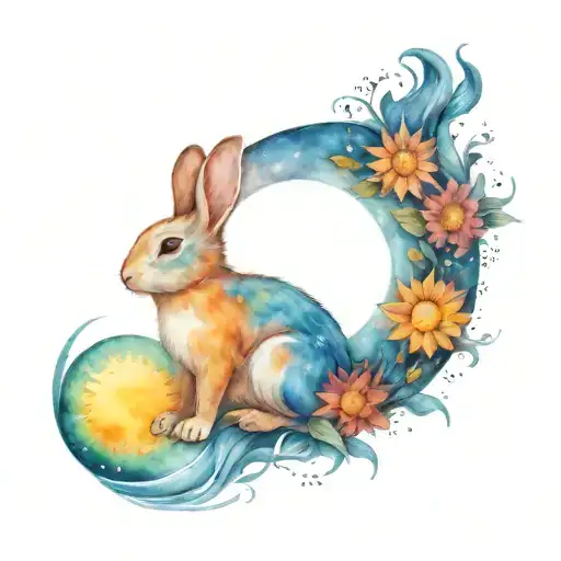 Moon And Sun With Rabbit