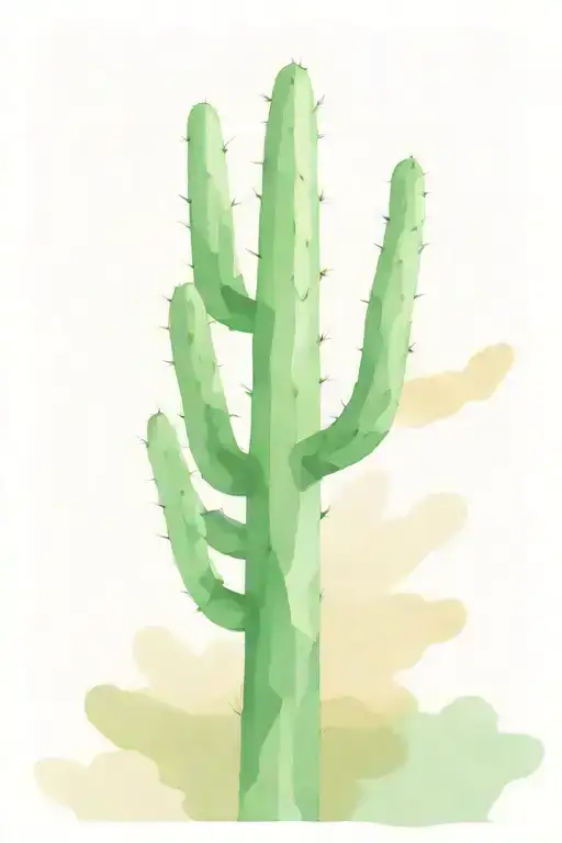 Regtangle Cactus Desert Landscape Filled Geometric Pattern Resembling