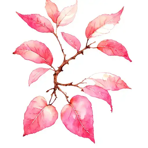 Thin Branch Of Apple Tree With Leaves And White With Pink Colors