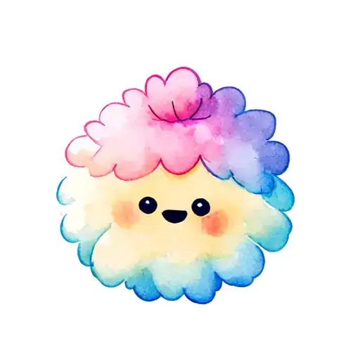 Small Toy Pom Face Made Of Water Colour